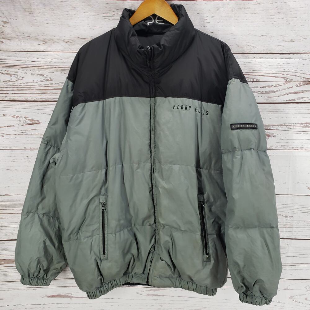 Perry Ellis Portfolio Men's Reversible Down Feather Puffer Jacket Size Large